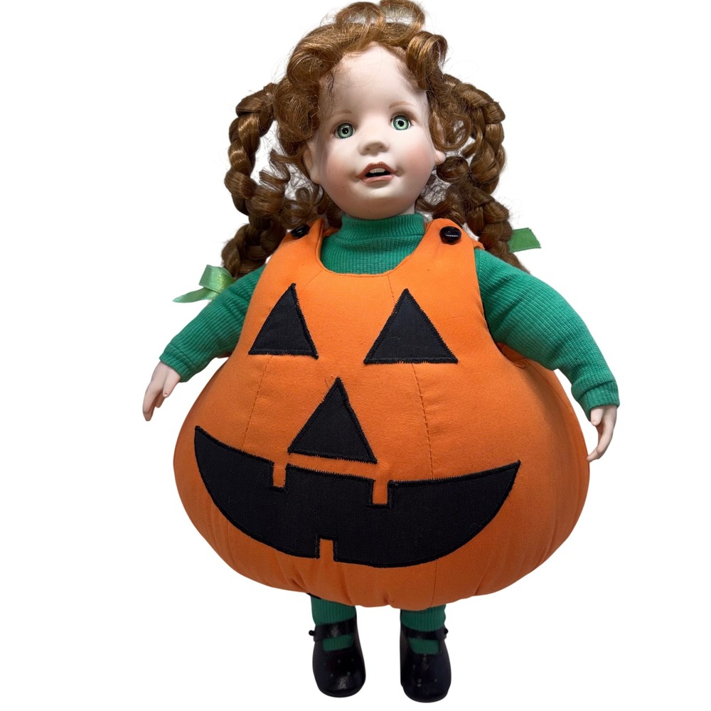 Vintage 1993 Lil' Punkin Hamilton Collection Porcelain Doll Halloween Girl 15"